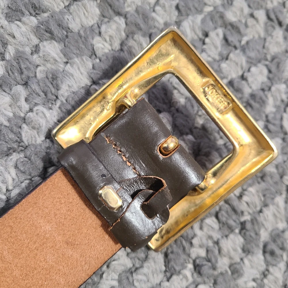 111 State‎ Brown Leather Belt with Gold Toned Buckle 32 Italy